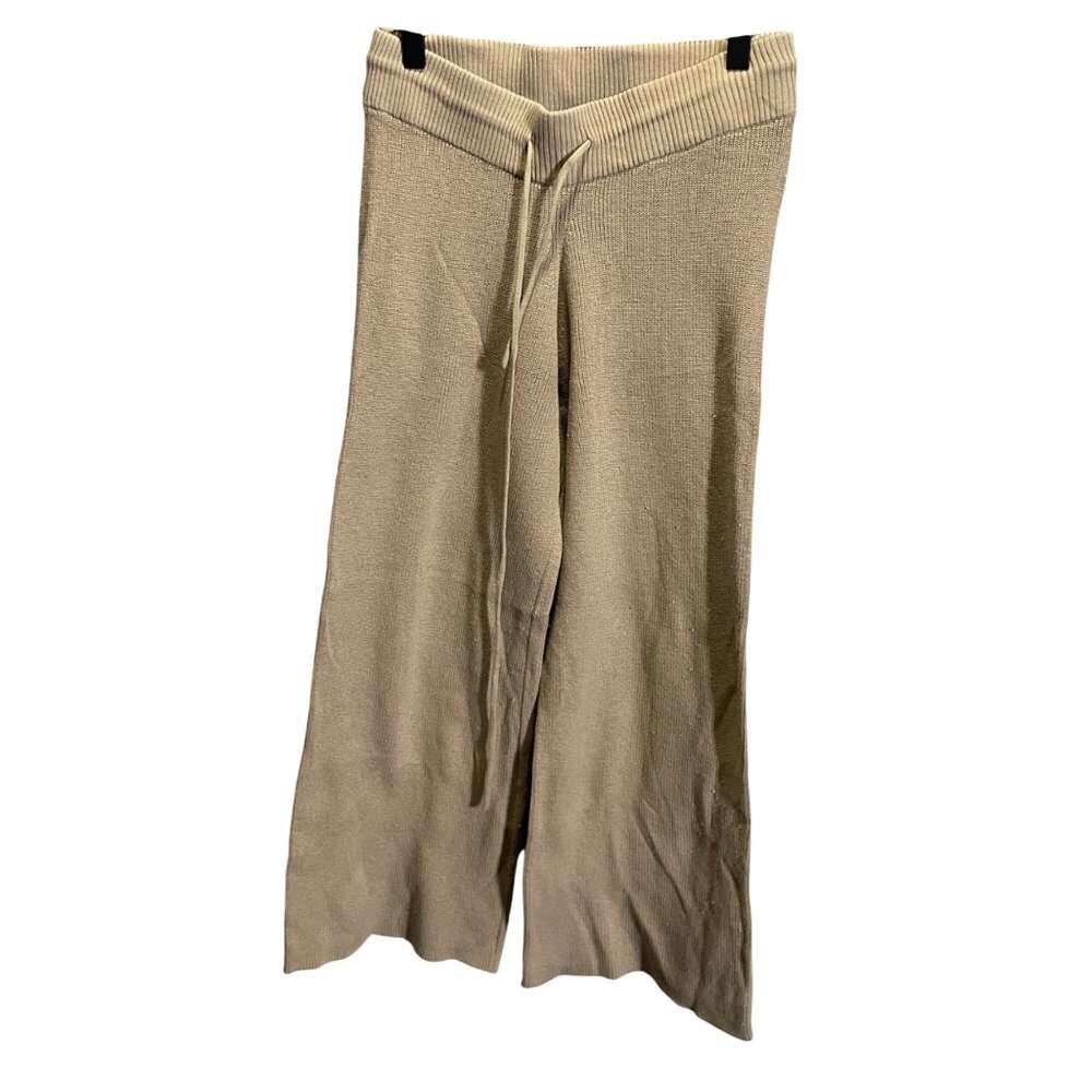 Rails Womens Beige Knit Wide-Leg Pants With Drawstring Waist Size S